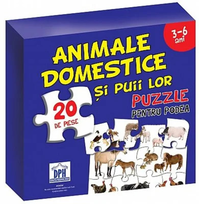 Animale domestice și puii lor. Puzzle pentru podea