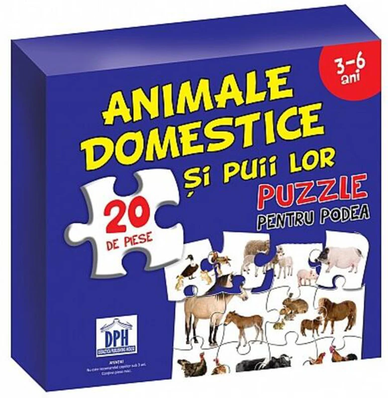 Animale domestice și puii lor. Puzzle pentru podea