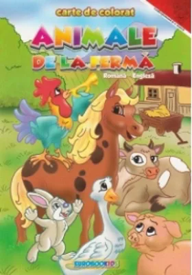 Animale de la ferma - Carte de colorat (romana-engleza) (format A4)