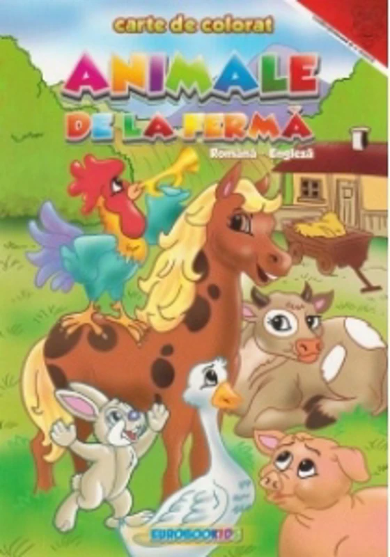 Animale de la ferma - Carte de colorat (romana-engleza) (format A4)