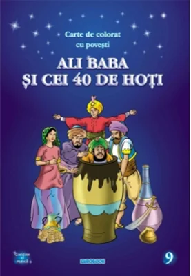 Ali Baba si cei 40 de hoti - carte de colorat cu povesti (format A4)