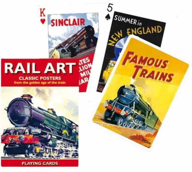 Cărți de joc Piatnik de colecție cu tema „Rail Art. Classic Golden Age of Trains Posters”