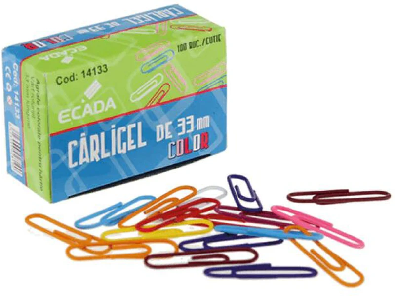 Set 100 agrafe metalice ECADA, 33 mm, Multicolor