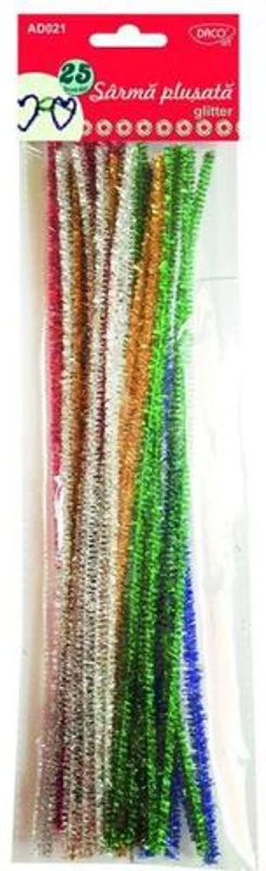 Acesorii de craft: Sârmă plușată glitter DACO, 25 bucăți - AD008RZ