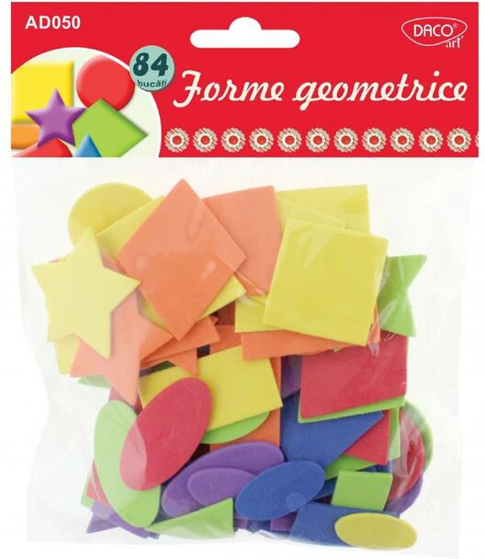 Acesorii de craft: Forme geometrice din spumă autoadezivă DACO, 84 bucăți - AD050