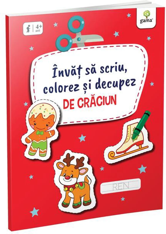 Învăț să scriu, colorez și decupez de Crăciun
