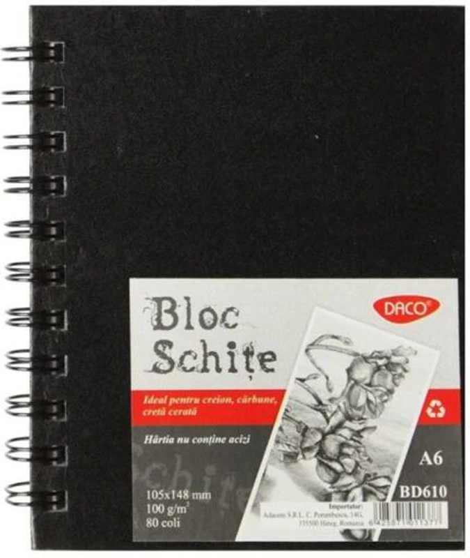 Bloc Schițe DACO A6, 100g, 80 file - BD610