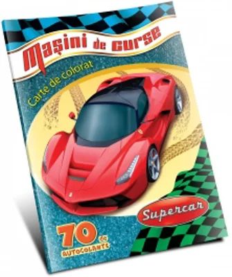 Masini de curse. Carte de colorat + 70 de autocolante