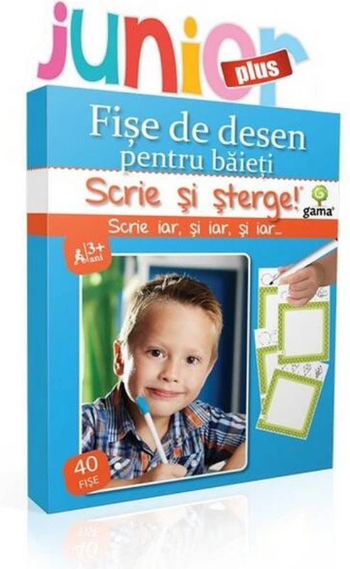 Fişe de desen pentru băieţi. Scrie și șterge! Junior plus (3-5 ani)