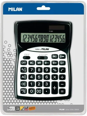 Calculator de birou Milan,16 cifre, alb-negru