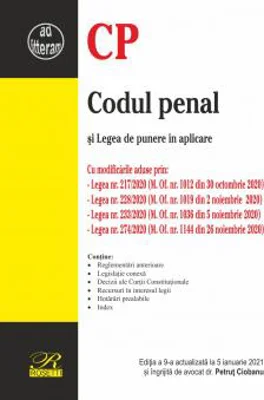 Codul penal si Legea de punere in aplicare - 5 ianuarie 2021 | Petrut Ciobanu