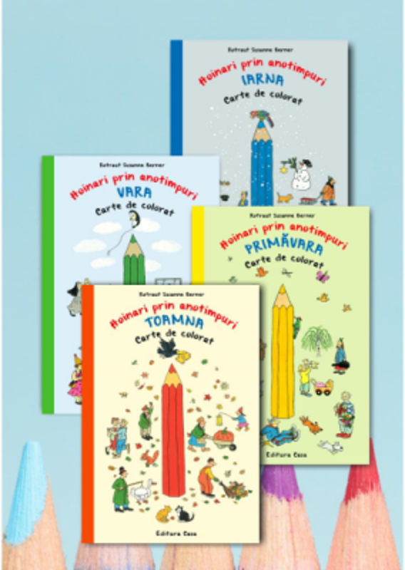 Pachet carti de colorat Hoinari prin anotimpuri, 4 volume - Rotraut Susanne Berner