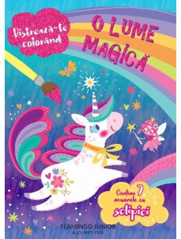Distreaza-te colorand - O lume magica. Contine 7 acuarele cu sclipici