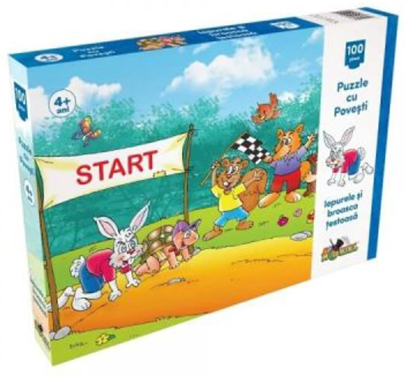 Puzzle Iepurele si broasca testoasa, 100 piese, Noriel