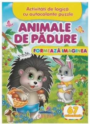Formeaza imaginea. Animale de padure + 67 autocolante