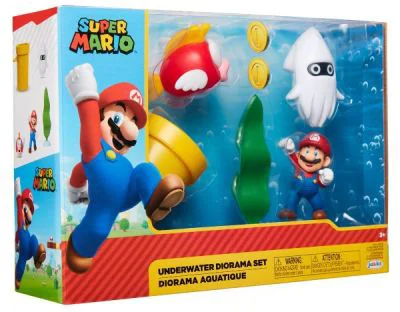 Set diorama Subacvatic cu figurina 6 cm, Nintendo Mario