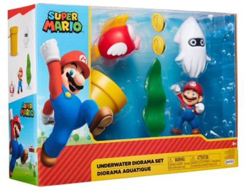Set diorama Subacvatic cu figurina 6 cm, Nintendo Mario