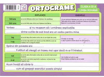 Pliant Ortograme. Clasa a 3-a, limba romana