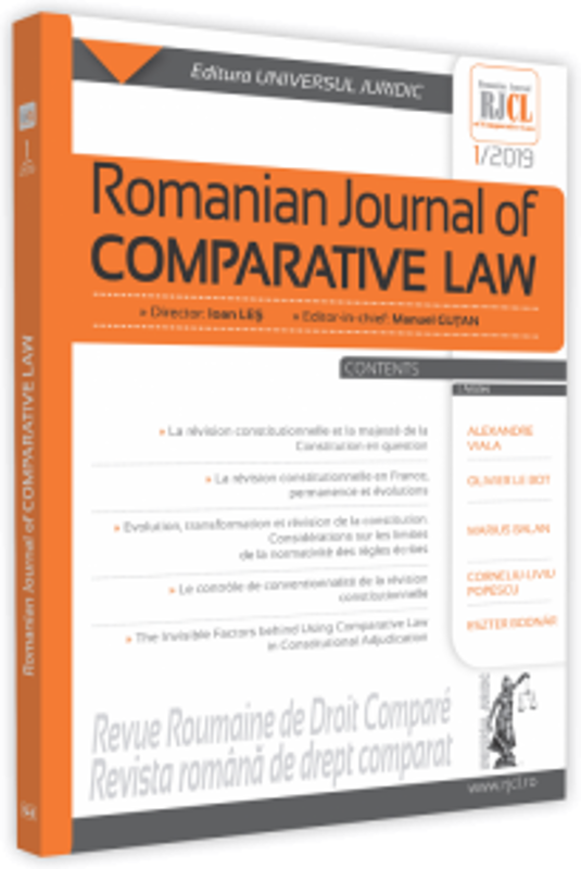 Romanian Journal of Comparative Law nr. 1/2019	 - Manuel Gutan