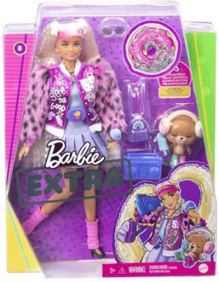Papusa Extra Style Blonda cu codite, Barbie