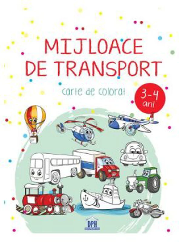 Mijloace de transport. Carte de colorat 3-4 ani