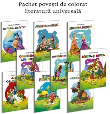 Pachet 9 carti de colorat format A5 literatura universala