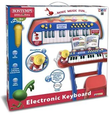 Orga electronica rosie cu scaun si microfon, Bontempi