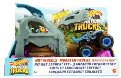 Lansator Monster Truck Team Mega Wrex cu doua masinute Hot Wheels