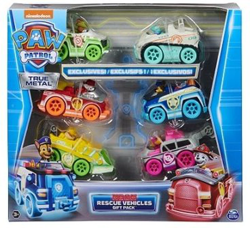 Set 6 masinute metalice Neon, scara 1: 55, Patrula Catelusilor