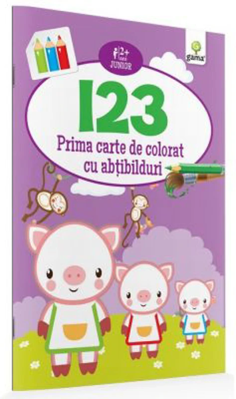 Prima carte de colorat cu abtibilduri. 123