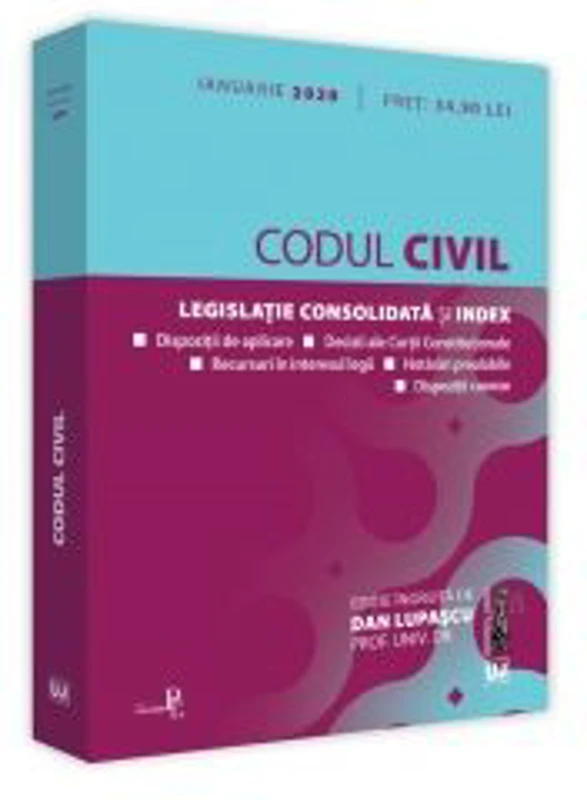 Codul civil: ianuarie 2020. Editie tiparita pe hartie alba