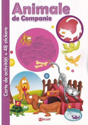 Carte de activitati cu 48 stickere. Animale de companie