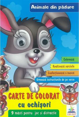 Animale din padure-Carte de colorat cu ochisori