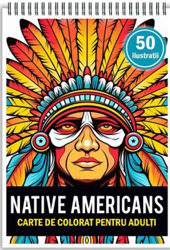 Carte de colorat, 50 de ilustratii, Native Americans