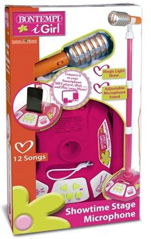 Microfon cu stativ, roz, Bontempi
