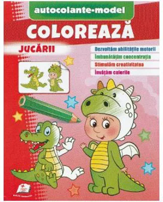 Coloreaza jucarii. Autocolante model