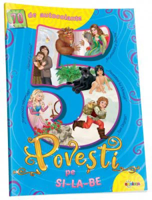 5 Povesti pe silabe bleu ( cu 70 autocolante)