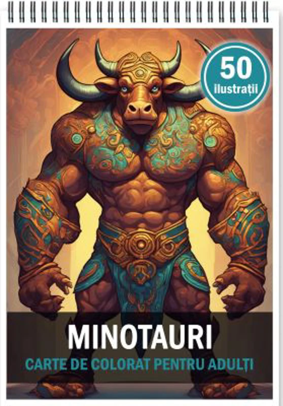 Carte de colorat pentru adulti, 50 de ilustratii, Minotauri