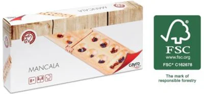 Joc de strategie Mancala, tabla din lemn, 48 pietre naturale, Cayro