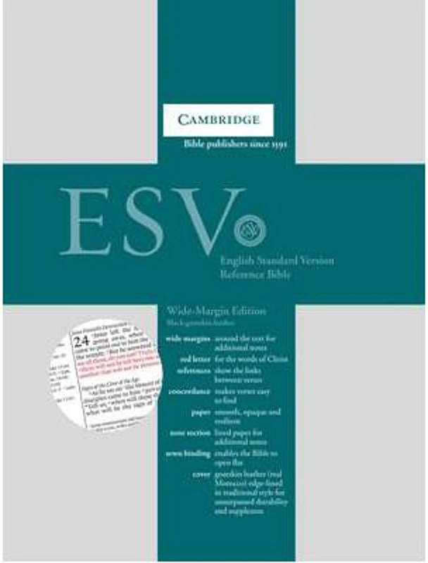 ESV Wide Margin Reference Bible, Black Edge-lined Goatskin Leather, Red-letter Text