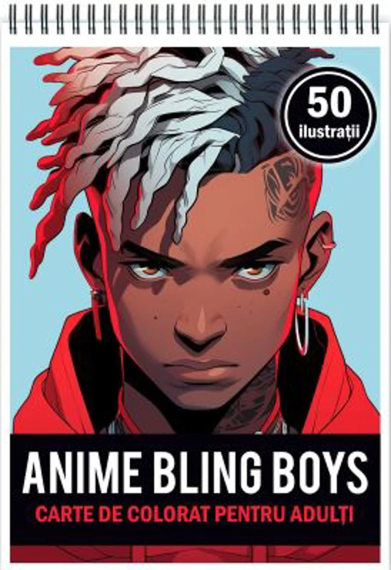 Carte de colorat pentru adulti, 50 de ilustratii, Anime Bling Boys