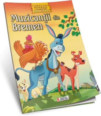 Muzicantii din Bremen. Carte de colorat A4 cu ilustratii
