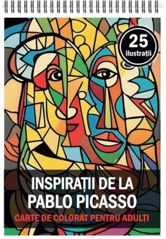 Carte de colorat pentru adulti, 25 de ilustratii, Pablo Picasso