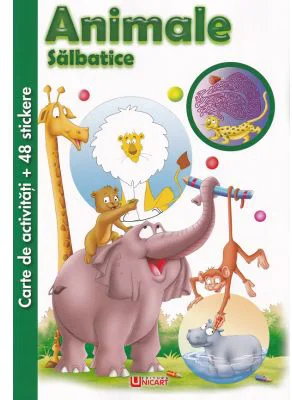 Carte de activitati cu 48 stickere. Animale salbatice