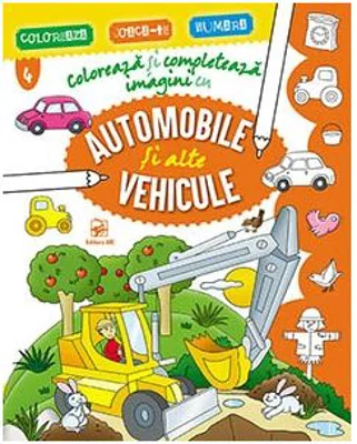 Coloreaza si completeaza imagini cu automobile si alte vehicule