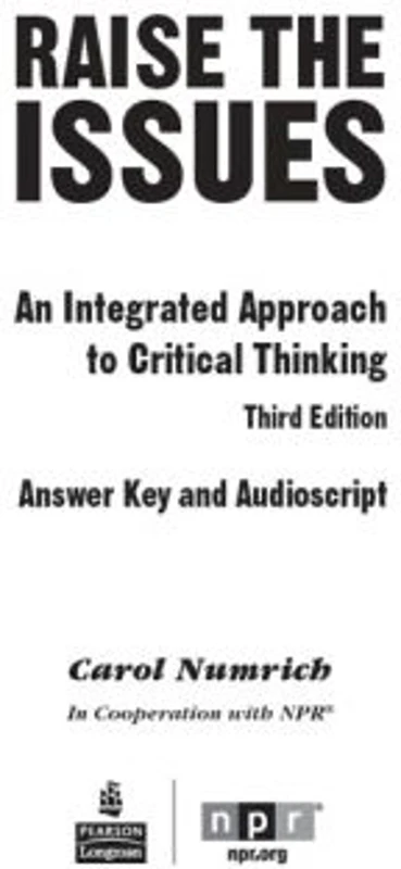 Raise the Issues. An Integrated Approach to Critical Thinking, Answer Key - Carol Numrich