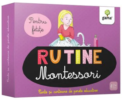 Rutina zilnica. Montessori pentru fetite. Cartoane de perete educative si decorative