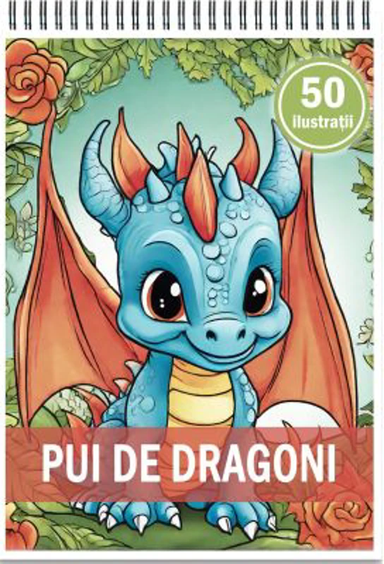 Carte de colorat, 50 de ilustratii, Pui de Dragoni
