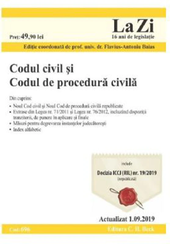 Codul civil si codul de procedura civila. Actualizat 1. 09. 2019