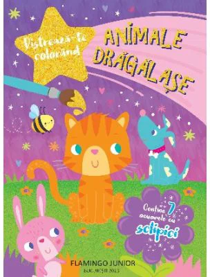 Distreaza-te colorand - Animale dragalase. Contine 7 acuarele cu sclipici